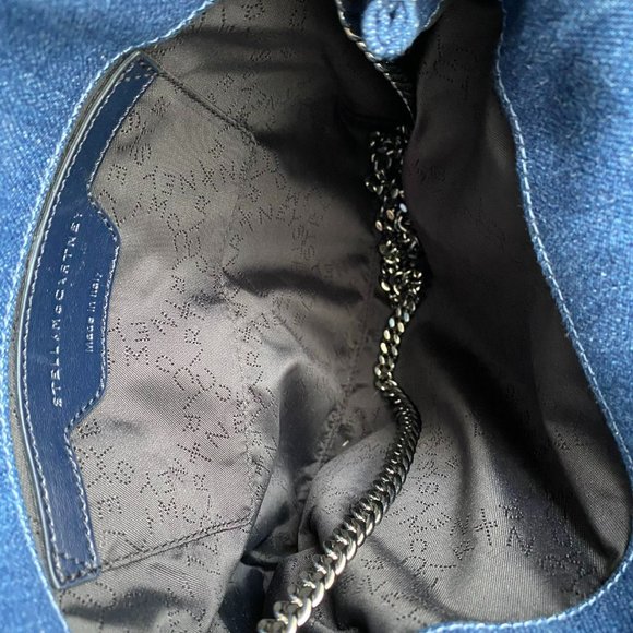 Stella McCartney Falabella Fold Over Embroidered Mini Blue Denim Cross Body Bag - Picture 5 of 6